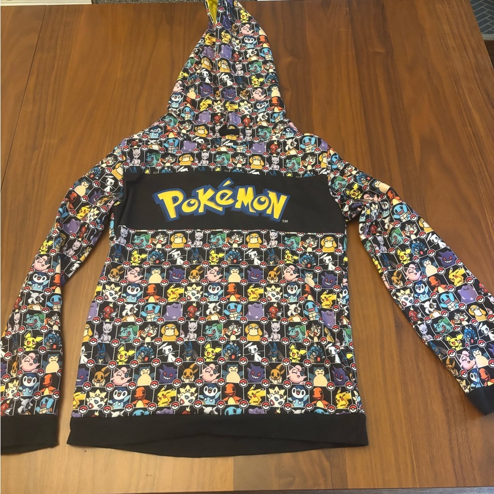 Boys Pokemon Sweatshirt Size 9/10 Large Black Hoodie Kids EUC